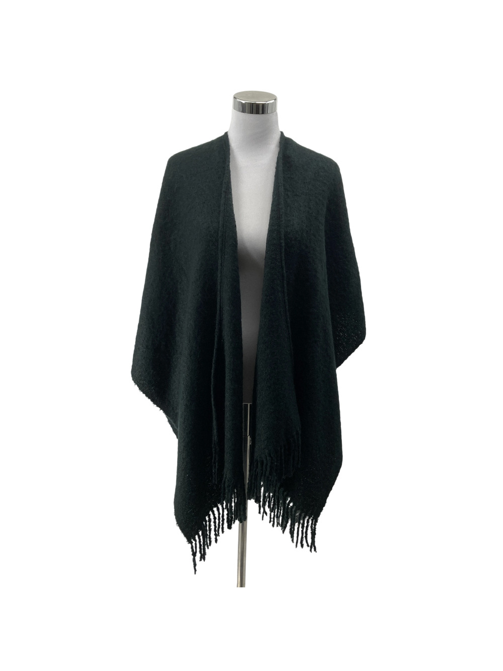 Echo New York Black Fuzzy Knit Wrap Shawl One Size Women's